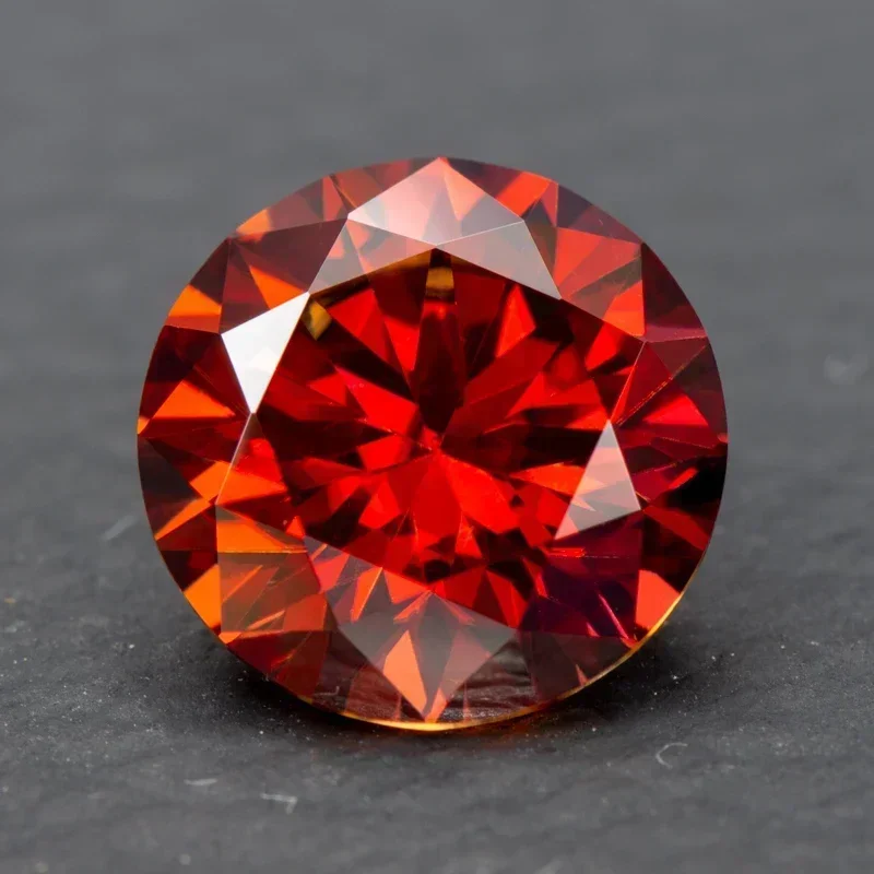 Moissanite Garnet Red Colored Round Cut Charm Gemstone Lab Grown Diamond  for DIY Jewelry Making Materials with GRA Certificate