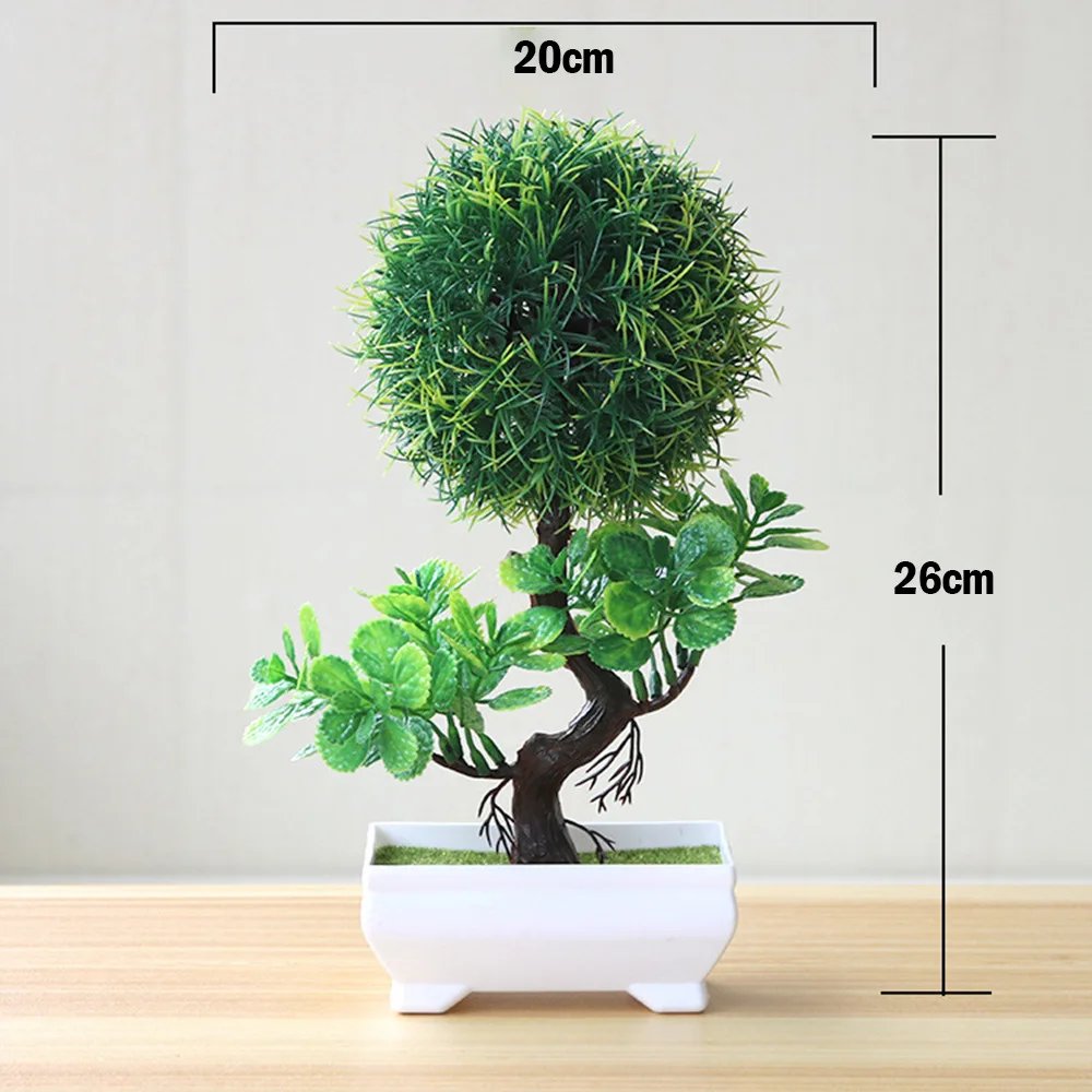 Nuevas plantas artificiales verdes bonsái árbol pequeño hierba flor bonsái en maceta decoración de peluquería de Halloween decoración de boda hogar