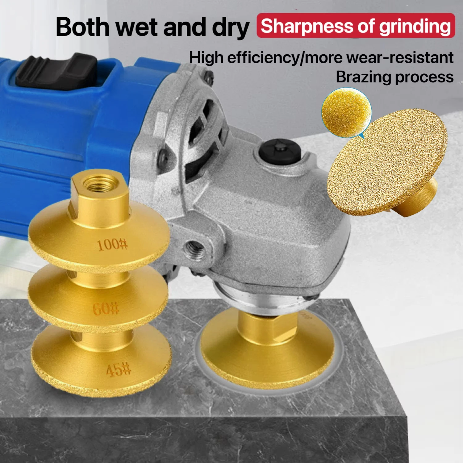 M14 Thread Diamond Flat Grinding Head Brazed 2 inch 50mm Abrasive Polishing Pad Marble Granite Cobblestone Grind Sharp Tool 1PC