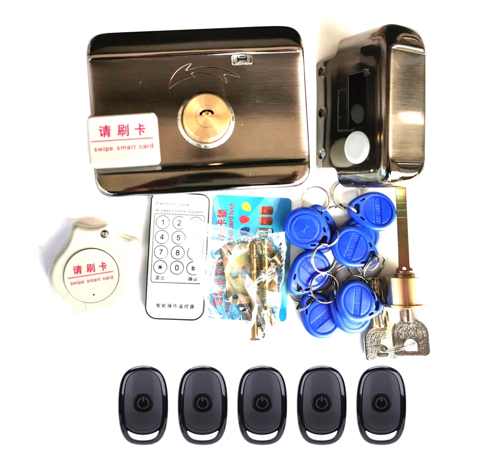 12VDC Rim Electronic Lock Electric Gate Lock Mute RFID Door Lock Home Door Gate Security Lock