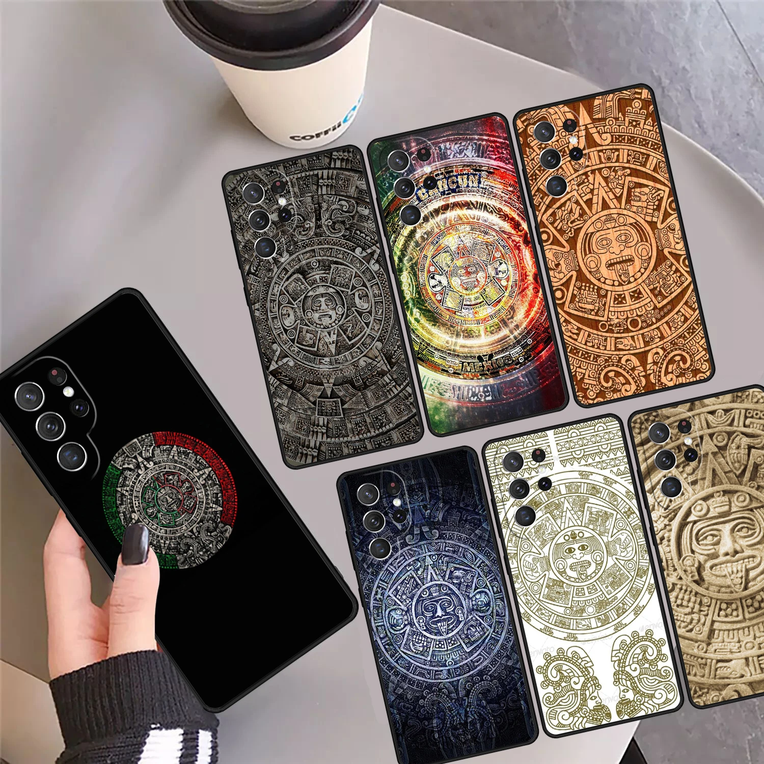 Aztec Calendar Mayan Native Phone Case Cover For Samsung Galaxy S24 Ultra 23 S22 Plus S21 FE S20 S8 S9 S10 Note 10 Pro Note 20