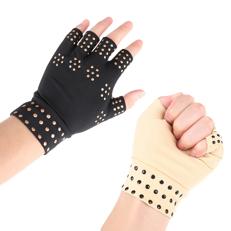 

1pair Arthritis Compression Gloves Half Finger Wrist Support Non-slip Therapy Hand Protection Pain Relief Gloves