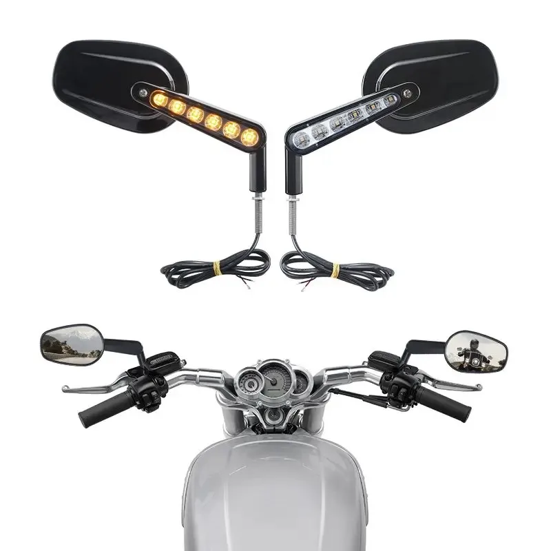 

DONGTING Motorcycle Motor Rear View Side Mirrors LED Turn Signal for Harley V-Rod VROD Muscle VRSCF 2009-2017
