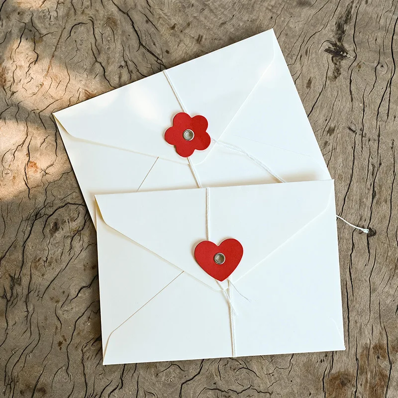 5pcs Solid Love Flower Envelopes 200gsm Paper Envelopes with String Buttons DIY Wedding Party Invitation Cards Cover Gift Wrap