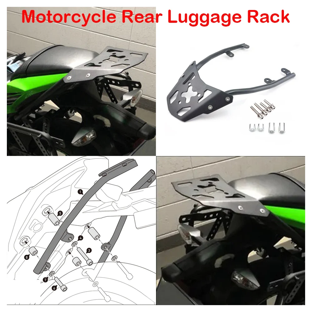 

Fit for Kawasaki Z650 Ninja 650 ABS EX650R ABS KRT 2017-2024 Motorcycle Luggage Rack Rear Cargo Carrier Shelves Extended Bracket