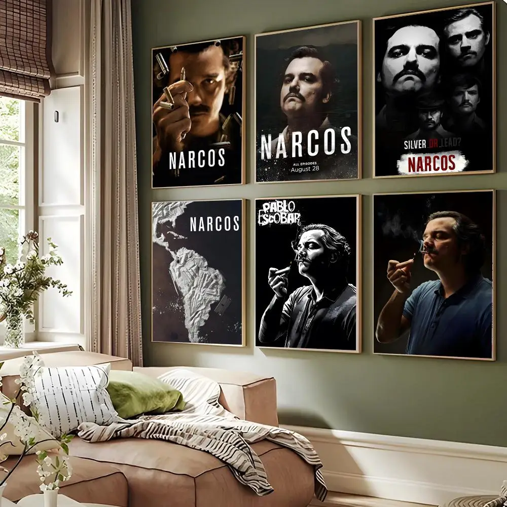 Tv Play N-narcos Poster Self-adhesive Advanced Aesthetic Printing Paper Wall Art For Living Room Home Decor