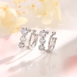 Fashion Sweet Three Stars Double Layer Ear Clip For Women Girls No Piercing Fake Cartilage Earrings Party Jewelry Gifts