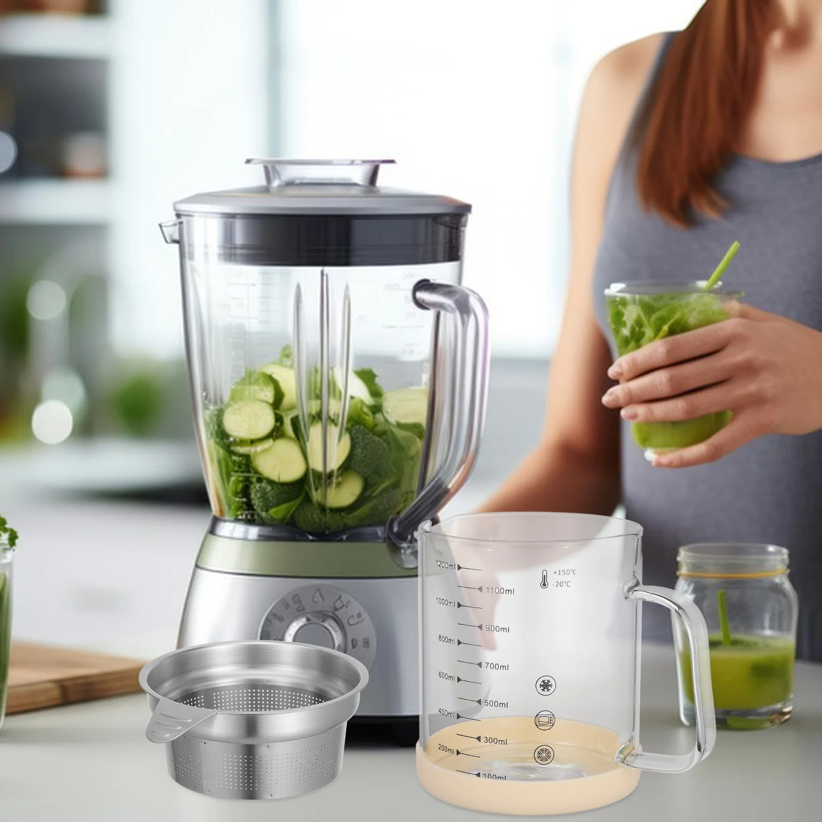 

Fat Separator 1200ML High Boron Glass Container Kitchen Tool Soy Milk Filter Yogurt Strainer Oil Storage Pot Nut Milk Strainer