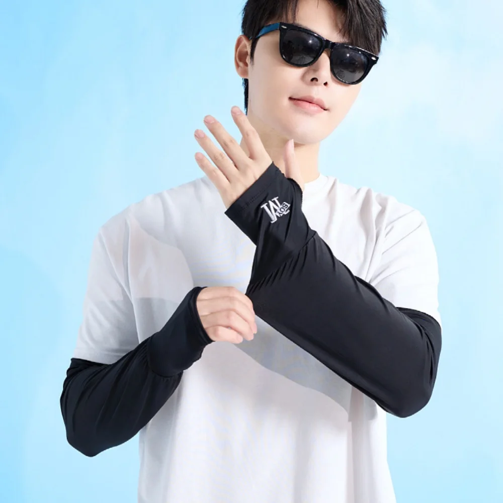 Men's Summer Driving Sun Protection Arm Sleeves Large Size Ice Sleeves Loose Breathable Arm Guard UV Protection Cycling Sleeve