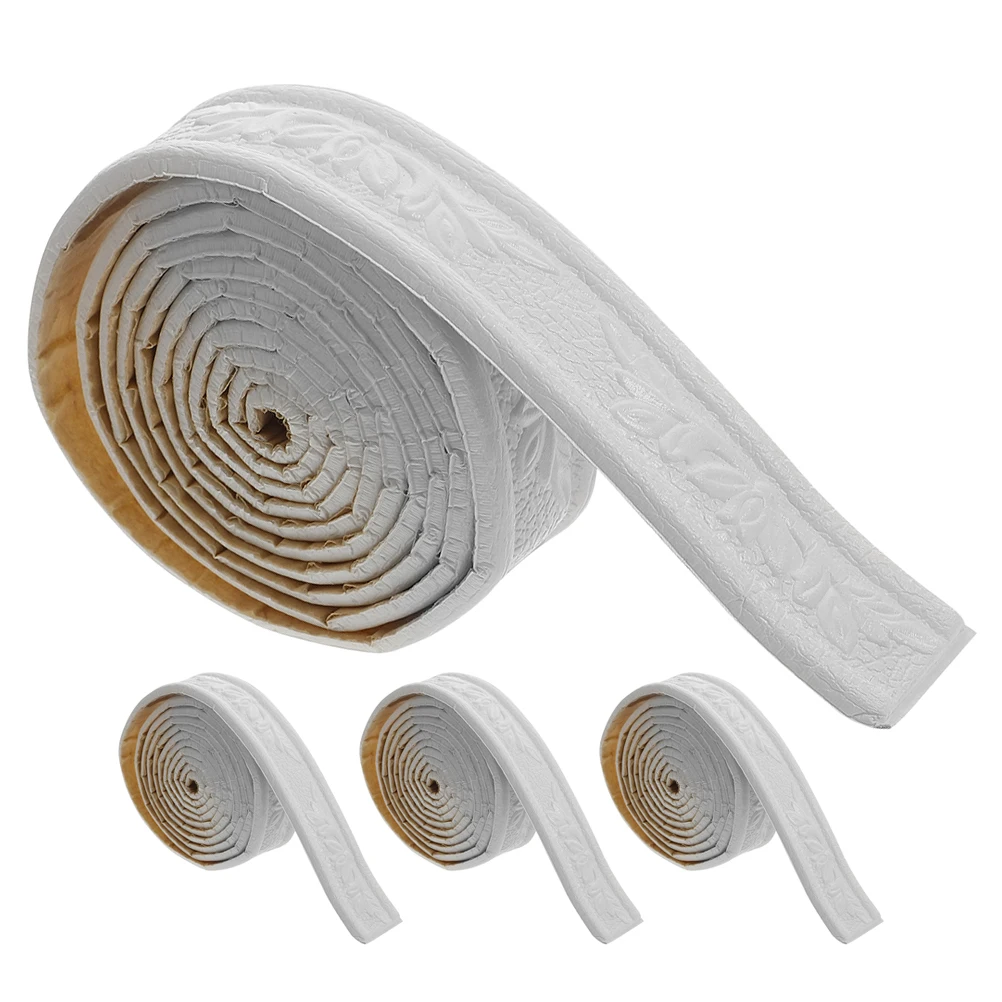 

4 Rolls 4cm Wide Self Adhesive Wall Decor Border Strips PVC Trim White Floral Molding Peel Stick Foam Baseboard