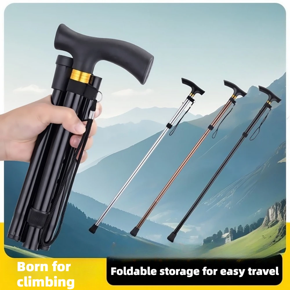 Mountaineering Stick - Men's and Women's Model - Travel Folding Adjustable Telescopic - Multi-functional for The Elderly