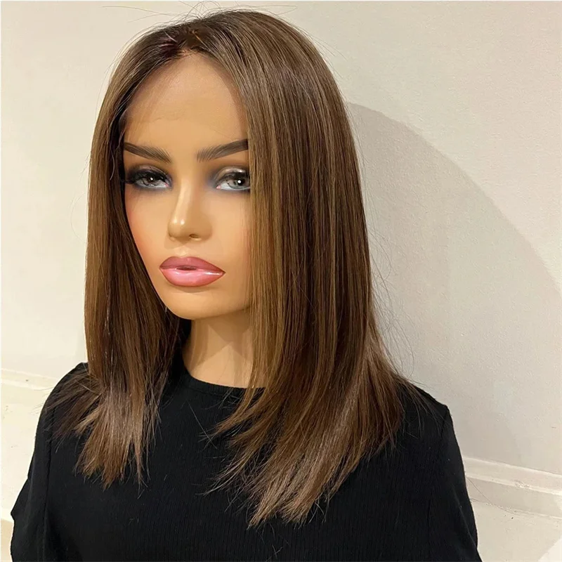 

Brown Color 28 Inch 5x5 Silk Base Wave Jewish Human With BabyHair HD Lace European Hair Preplucked Glueless Daily