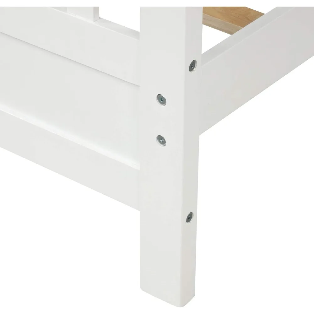 Cadre de lit pleine grandeur avec planche de sauna et planche de pied, lit à plateforme en bois blanc, lit complet pour enfants, adolescents et invités