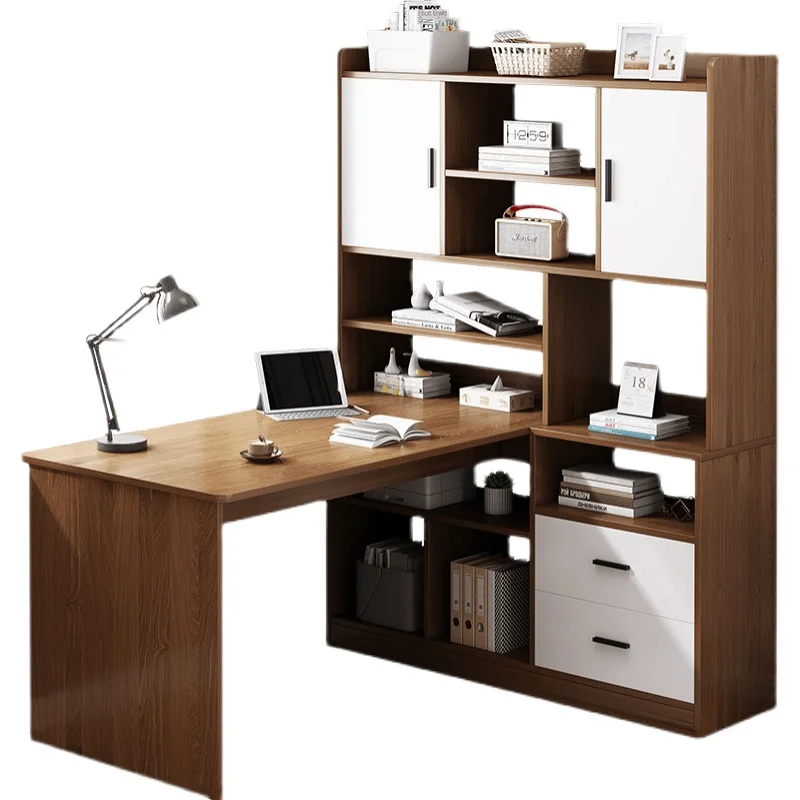 Desktop Computer Desk Bookshelf Integrated Corner Home Bedroom Workbench Writing Learning Table