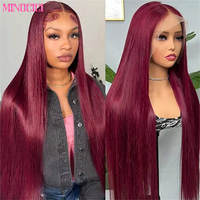 Burgundy Straight Lace Front Wigs Human Hair 13x4 HD Transparent Lace Frontal Wigs Human Hair Pre Plucked 99J For Black Women