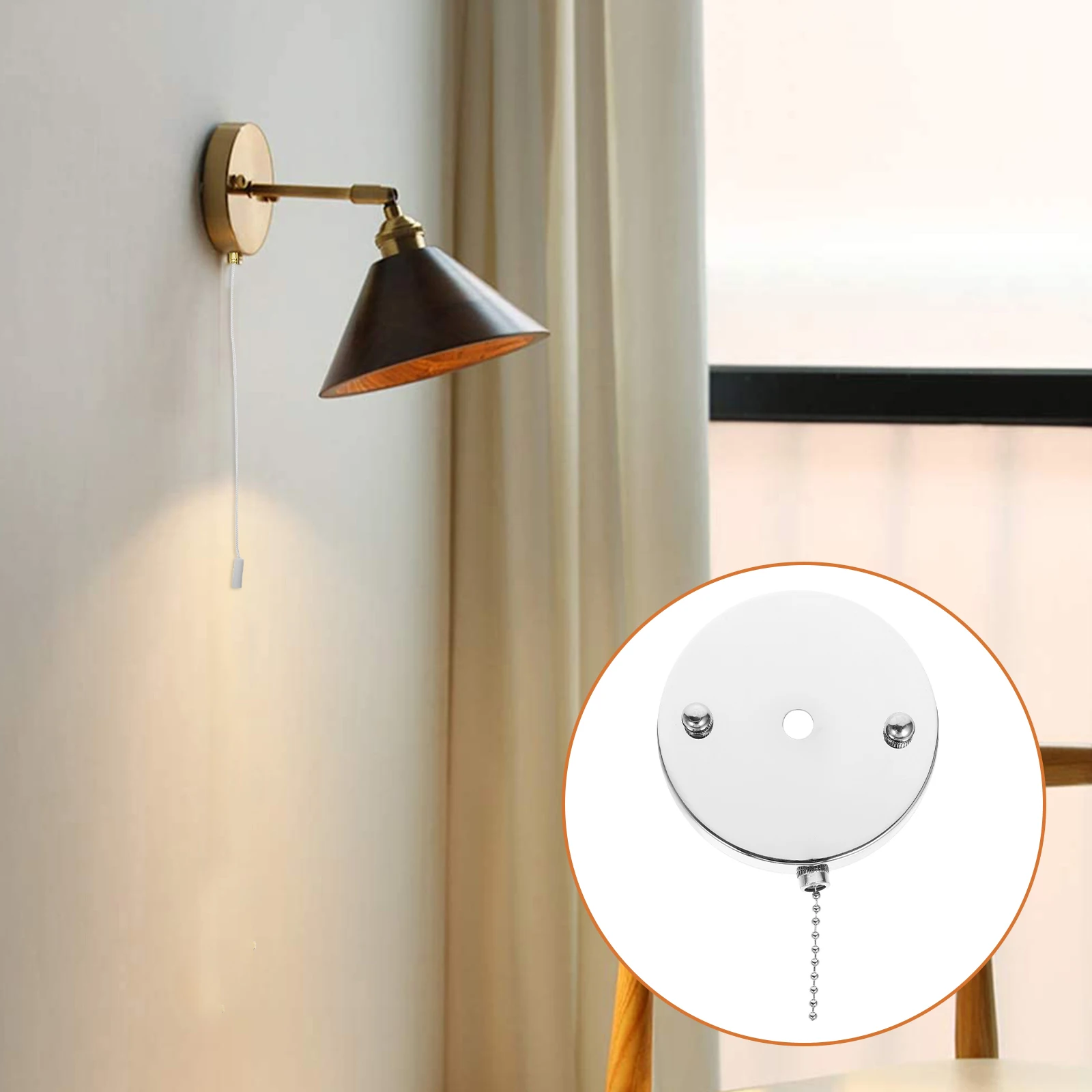 

1Set Wall Pull Chain Light Pullswitch Classic Ceiling Fan Pull Lamp Part Durable Replacement Cord for Living Room