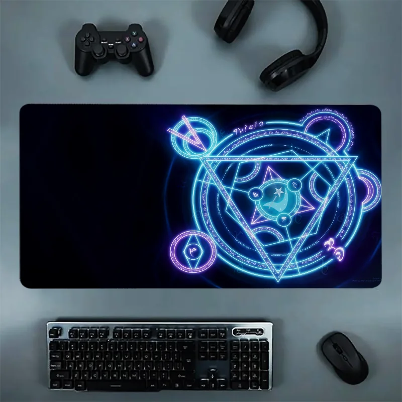 Alas Mouse lingkaran ajaib Gamer Xxl, bantalan Mouse untuk Gamer Deskmat, meja, aksesori Desktop, tikar Game, alas kantor Anime penggunaan Pc