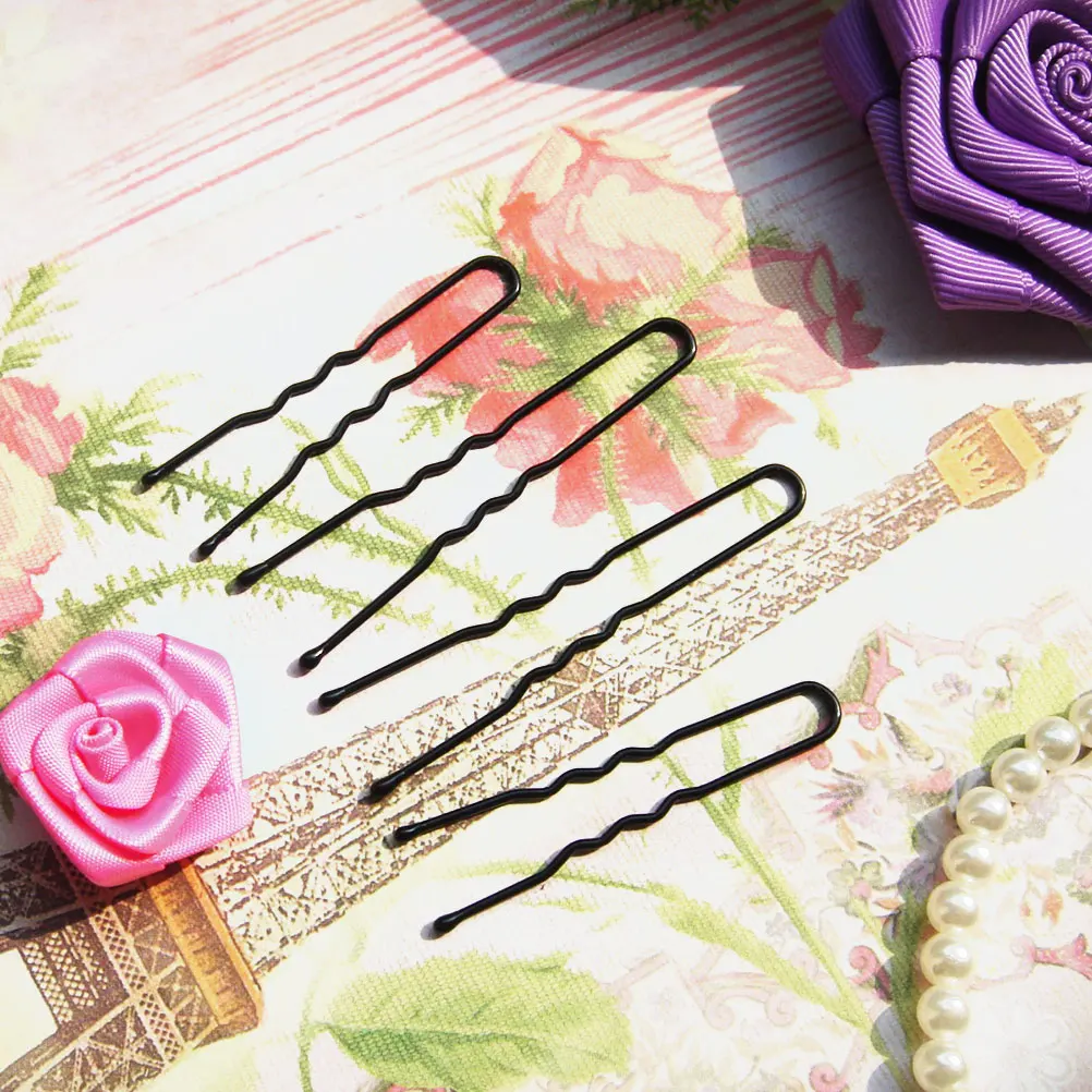 

100pcs U Shaped Clips Women Hair Pins Strong Metal Thick Non Slip Hairpin For Updo Wedding Hair Accessories Black Braid Tools