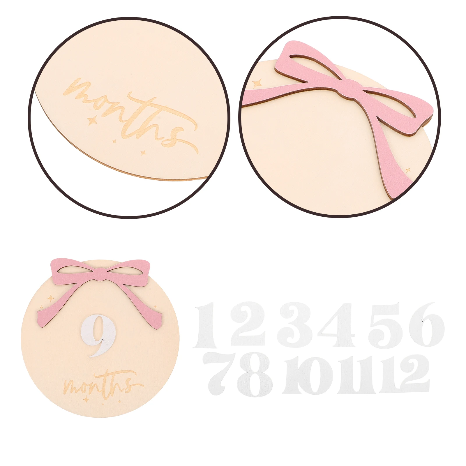 

1Set Baby Monthly Milestone Smooth Wooden Discs Natural Design Newborn Photoshoot Props Infant Growth Signs Baby Months Signs