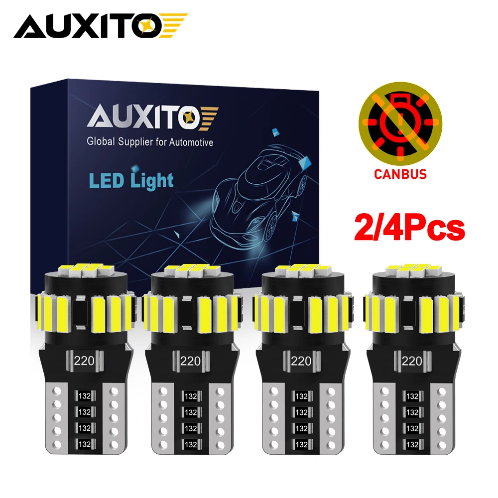 AUXITO 4/2szt Samochodowe oświetlenie wnętrza T10 W5W Żarówki LED Canbus Bezbłędne Dla Ford Fiesta Audi A3 8P VW 168 2825 194 Lampa samochodowa LED