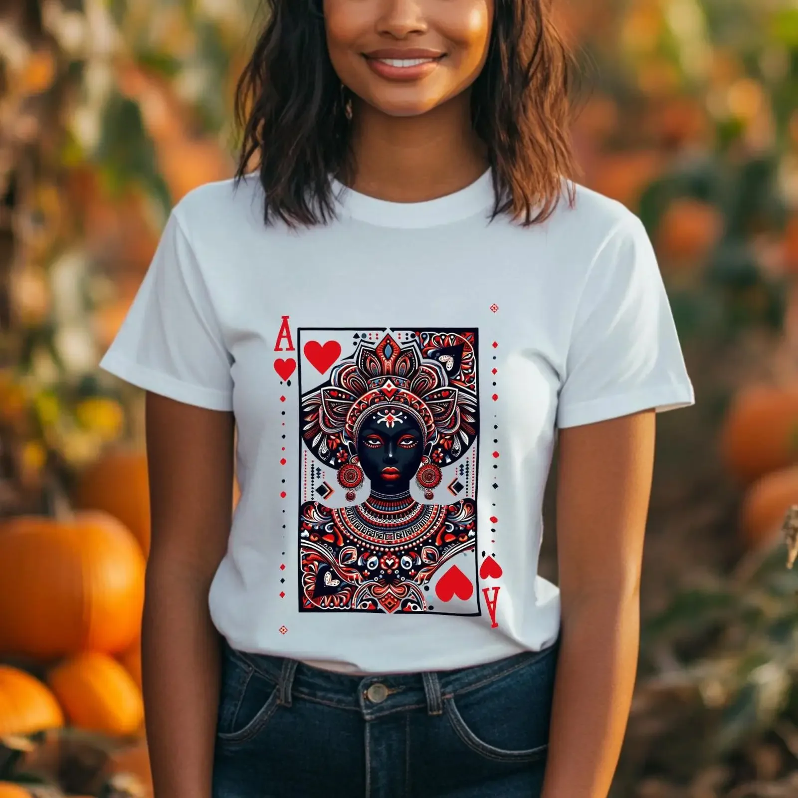 camiseta-vintage-rainha-africana-As-de-coracoes-para-amantes-de-poker-tema-cassino-estilo-jogos-de-azar-lavada-e-elastica-moda-masculina