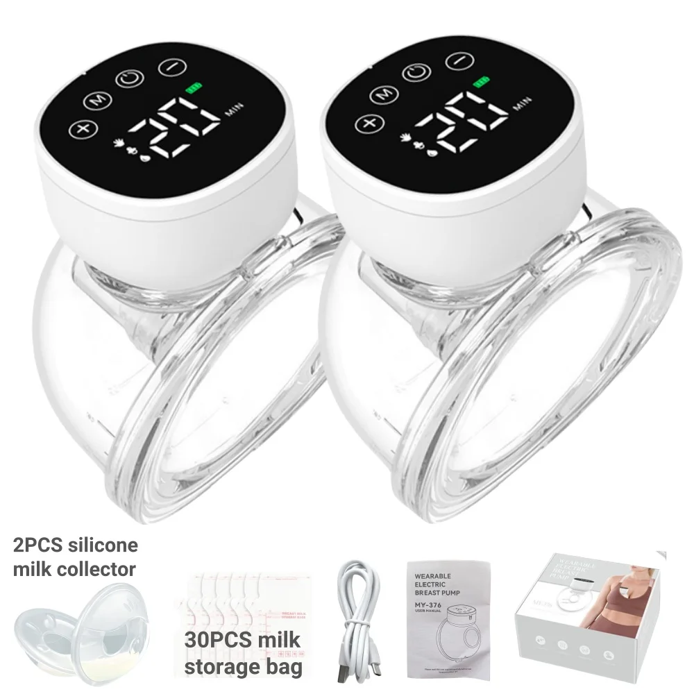 Wearable Electric Breast Pump Handsfree With Breastmilk Storage Bag&Collector LowNoise Powerful Suction Portable Breastmilk Pump