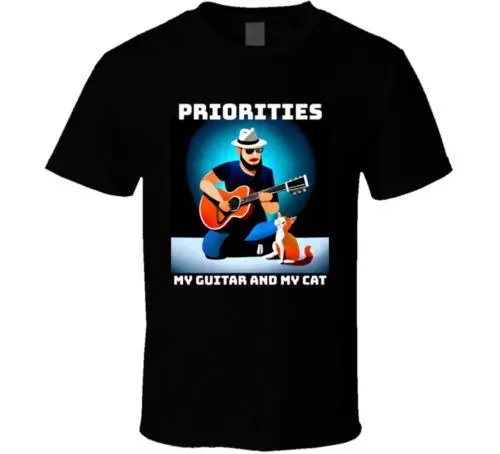 

Смешная футболка с надписью «My Guitar And My Cat»
