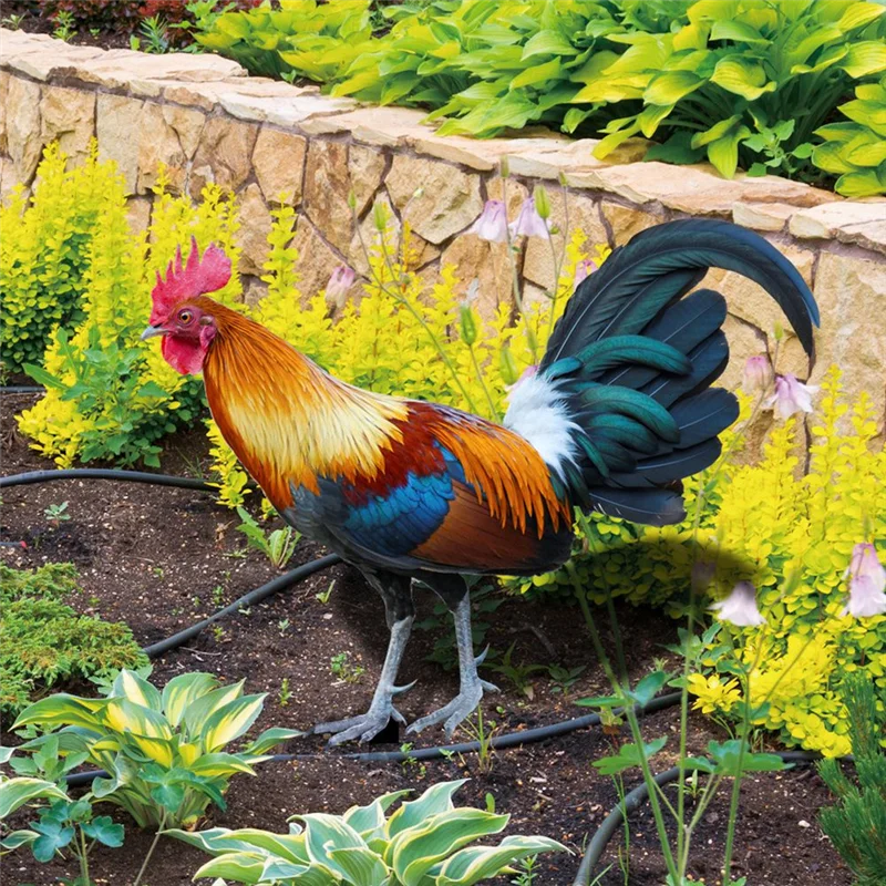 

BAAG-2 Pieces Acrylic Colorful Rooster Lawn Stakes Outdoor Farm Garden Animal Chicken Statues Yard Art Decor Stake Rooster