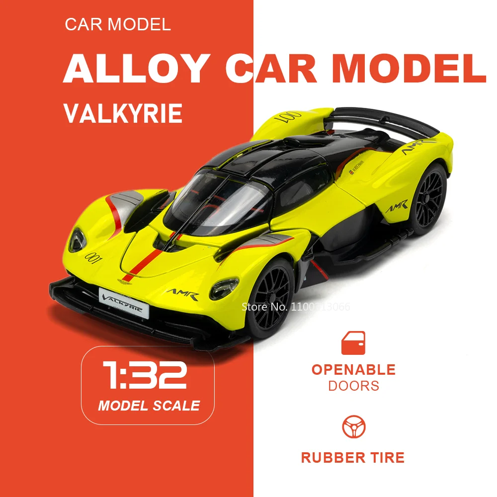 

Машинка-модель Valkyrie V12, масштаб 1:32, литая, из сплава, с открывающимися дверями, резиновыми шинами, металлическим корпусом, украшение для спальни, подарок для мальчика