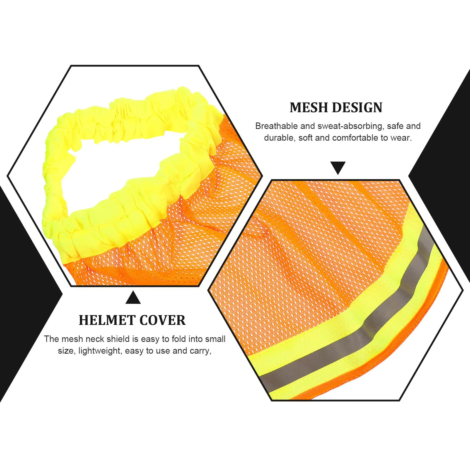 5Pcs High Visibility Cover Sun Neck Shield Breathable Reflective Hard Hat Accessory Construction Mesh Shield