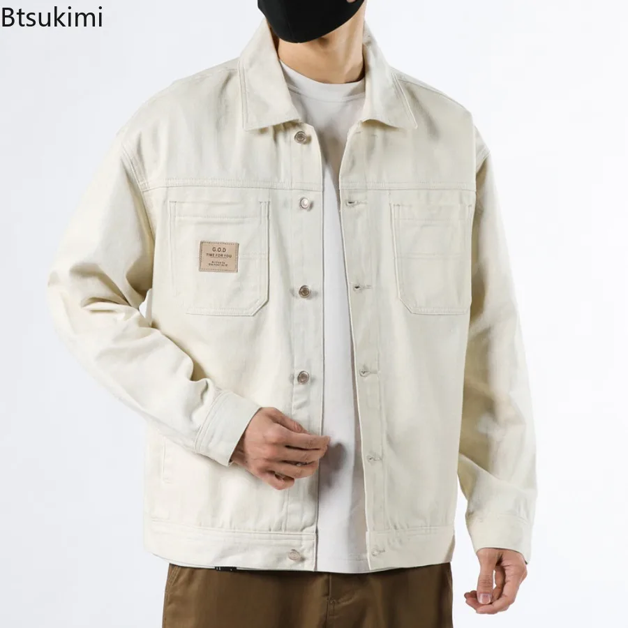 New 2025 Men's Autumn and Winter Loose and Trendy Denim Jackets Pure Cotton Male Fashionable Workwear Jackets Plus Size S-4XL