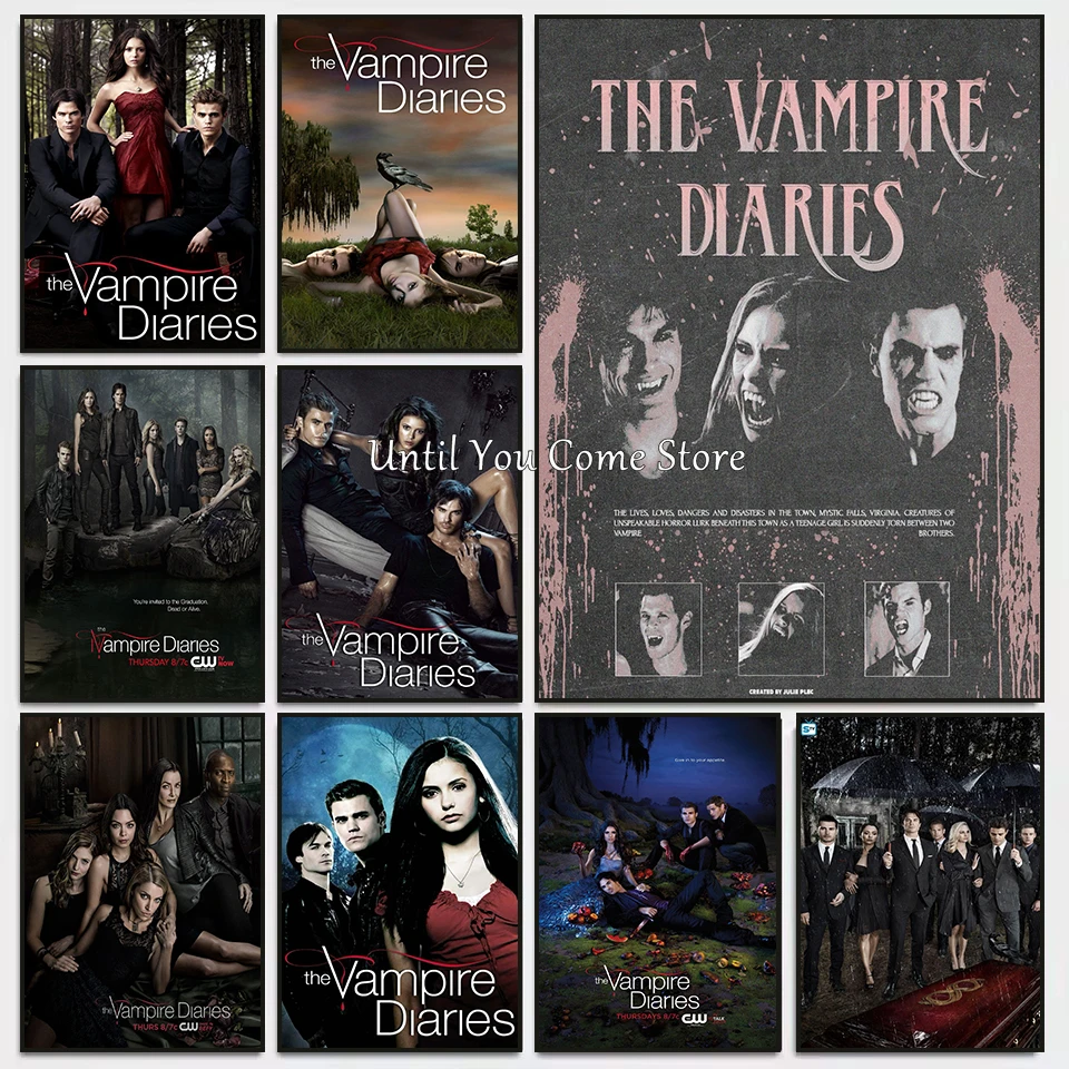 The Vampire Diaries Tv Retro Poster Print Canvas Pictures Home for Living Room and Bedroom Wall Modern Decor Frameless