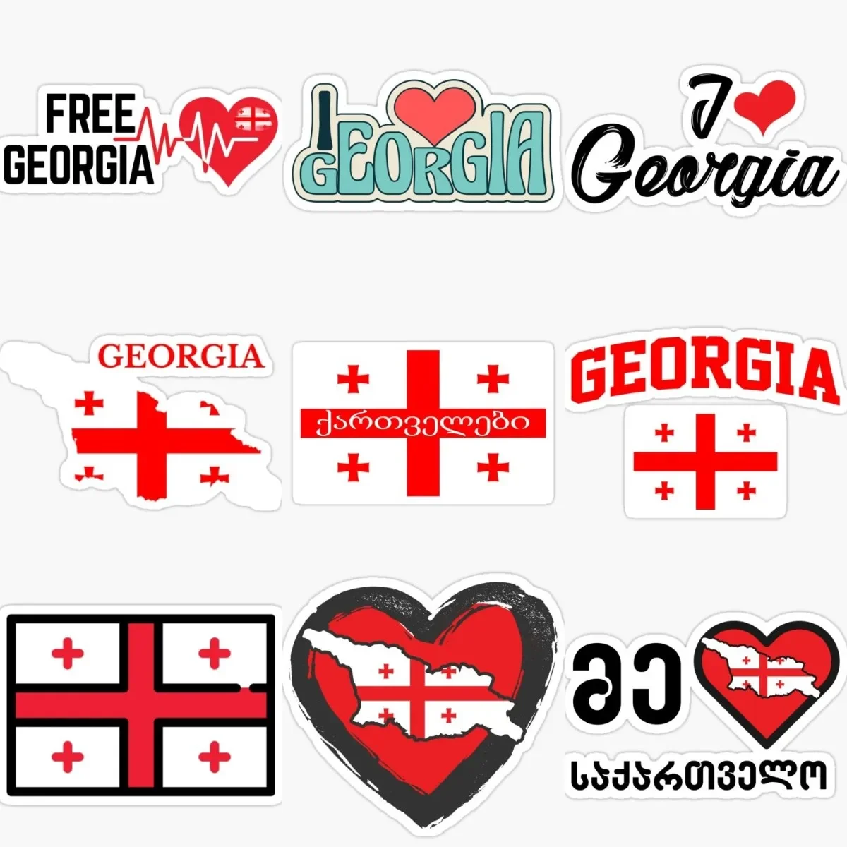 

Georgia GE Flag Map PVC Sticker for Covered Scratch Decorate Laptop Car Window Truck Camper Truck Bicycle Helmet Wall Off-road