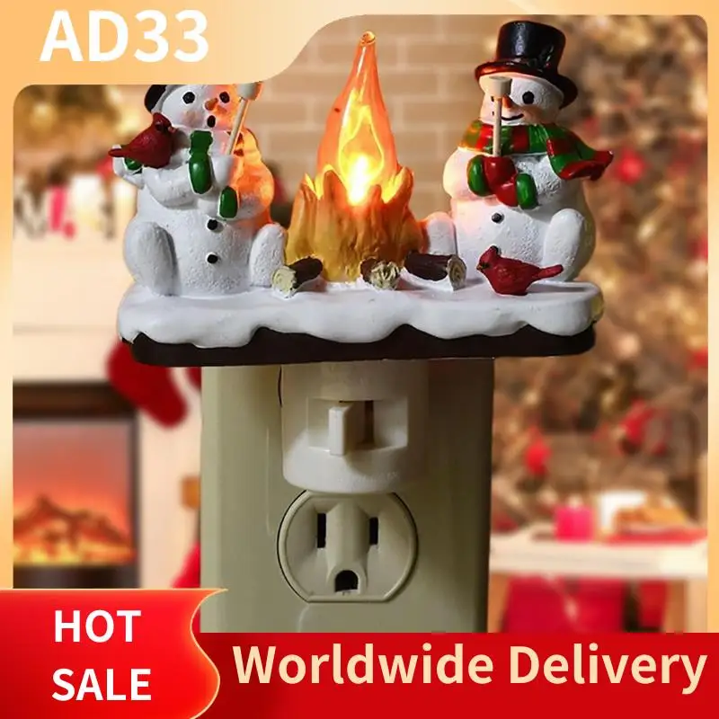 As melhores ofertas de neve e fogueira luz noturna interior cintilação nightlight decoração 3d led pequeno falso fogata luz noturna eua