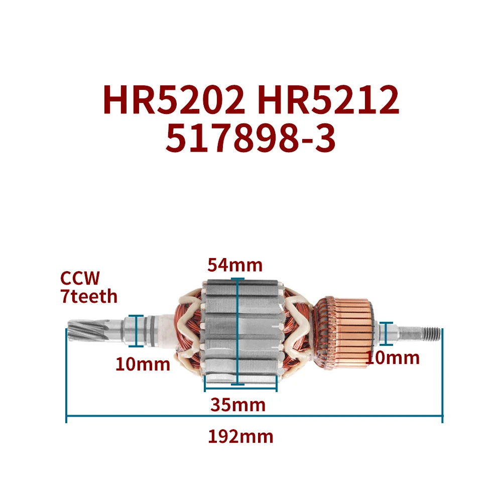 

Якорь ротора якоря переменного тока 220-240 В для Makita HR5202 HR5212 HR 5202 5212517898-3 Ударная дрель Аксессуары для электроинструментов Замена