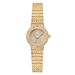 Montre bracelet à quartz avec étoile pleine de strass pour femmes, petite montre à bracelet en acier au tempérament branché.