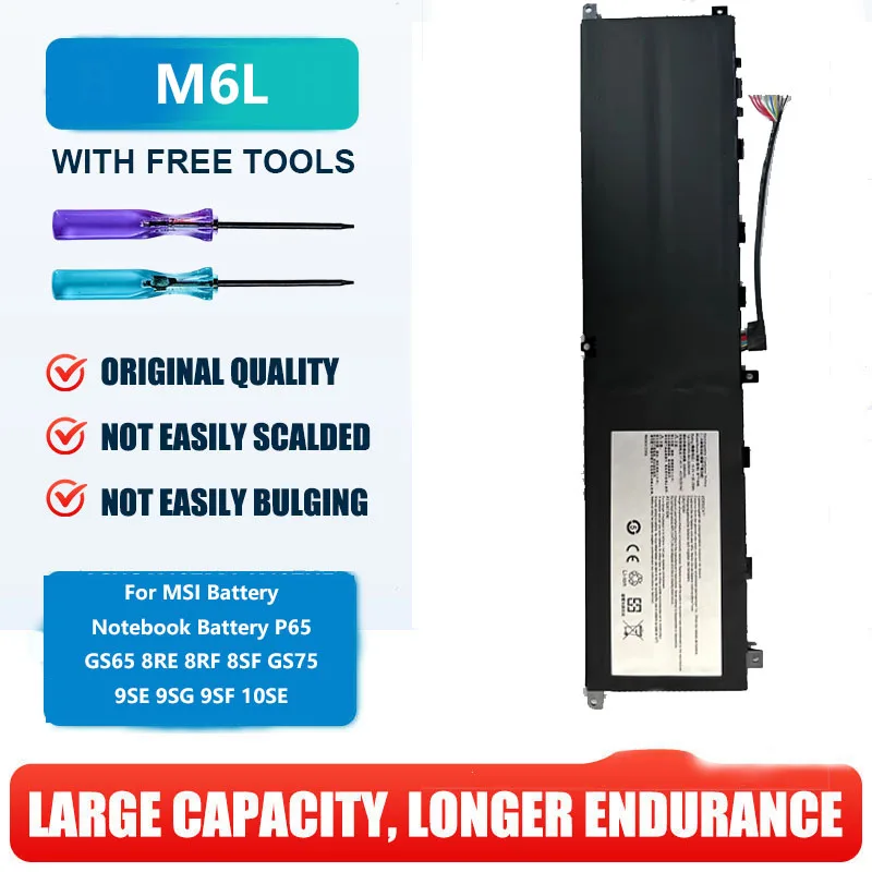 

BTY-M6L Replacement Laptop Battery For MSI Battery Notebook Battery P65 GS65 8RE 8RF 8SF GS75 9SE 9SG 9SF 10SE