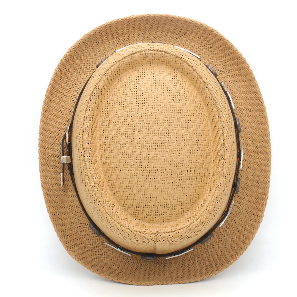 Men Women Straw Pork Pie Hats Summer Sunhat Boater Caps Sailor Sombrero Beach Fedora Trilby Outdoor Travel US Size 7 1/4 UK L