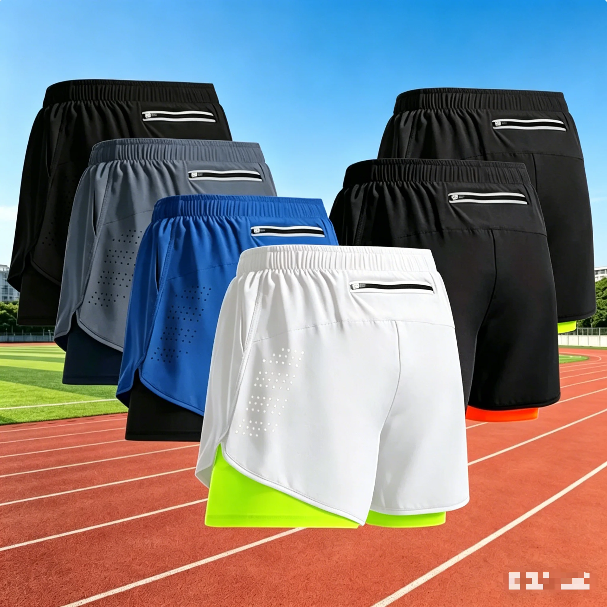 

Men's 2 in 1 Running Shorts Quick Dry Lightweight Gym Workout Shorts with Pockets Breathable Athletic Shorts for Jogging Trainin