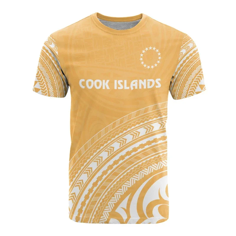 Cook Island 3D Print T Shirt For Men Clothes Round Neck Short Sleeves Casual Tops Polynesian Tshirt Streetwear Oversized T-shirt