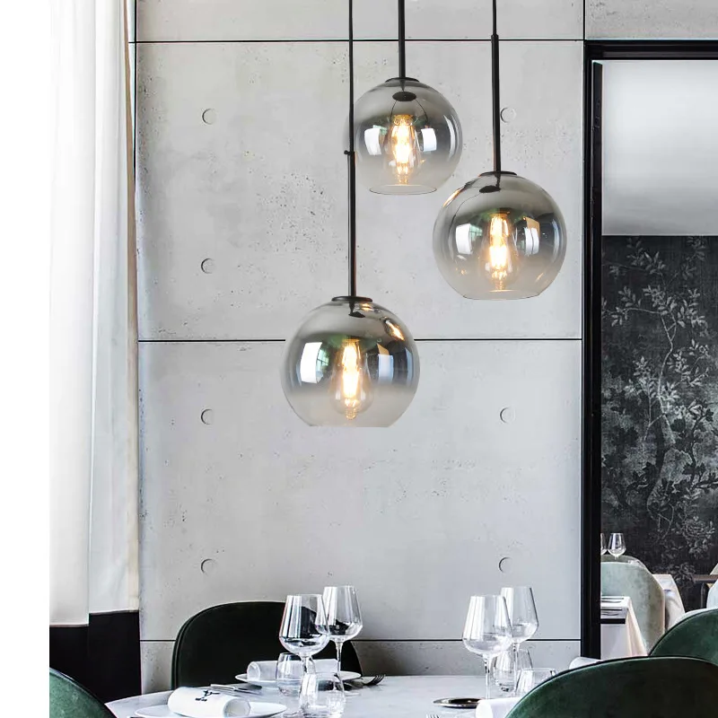 Imagem -02 - Nordic Glass Chandelier For Living Room Modern Minimalista Luz Quarto Iluminação de Cabeceira Ball Gradient Restaurante Pendant Lamp