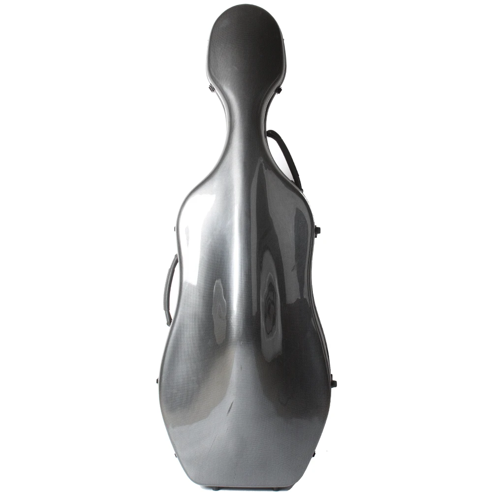 Strong Silver Colour Shaped Fiberglass Cello Hard Case for Travel Carrying