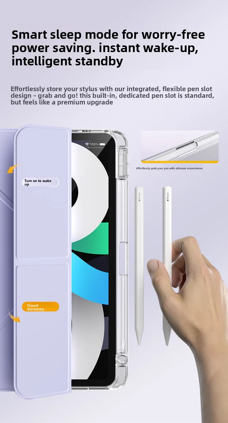 Für IPad Acryl Y-Fold Anti-Drop- und Anti-Bend-Schutzhülle Air5/4, magnetisch, transparent – Detail 6