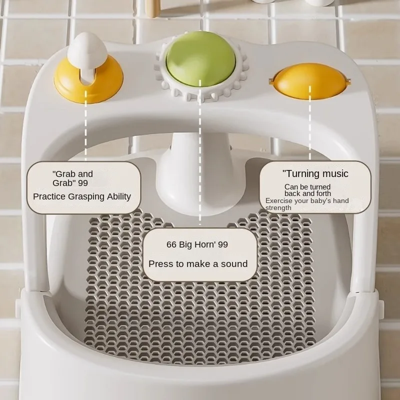 Baby Bath Seat-for Babies 6 Months & up, Water Temperature Display Soft Cushion Non-Slip Toddler Bath Seat for Baby Sit Up Bath