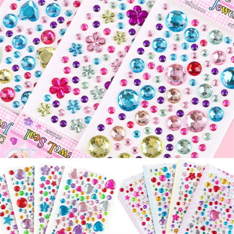 3D Gem Rhinestones Stickers Muticolor Crystal Self Adhesive Acrylic Crystal Sticker DIY Creative Crafts Decoration for Kids