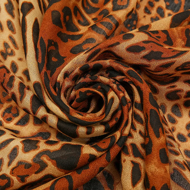 85*180CM Fashion Cotton Tassel Hijab Scarf Printed Leopard Shawl for Women Muslim Headband Ladies Four Sided Tassel Wraps