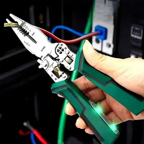 최고 거래 와이어 커터 도구 10 In 1 전기 케이블 스트리퍼 플라이어 전기 측정 기능이 있는 전압 테스터 가위