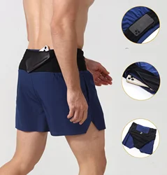 Men 2 in 1 Double Deck Marathon Running Shorts Fitness Training Pants Gym Shorts Sportswear Workout Jogging Sports Male Shorts