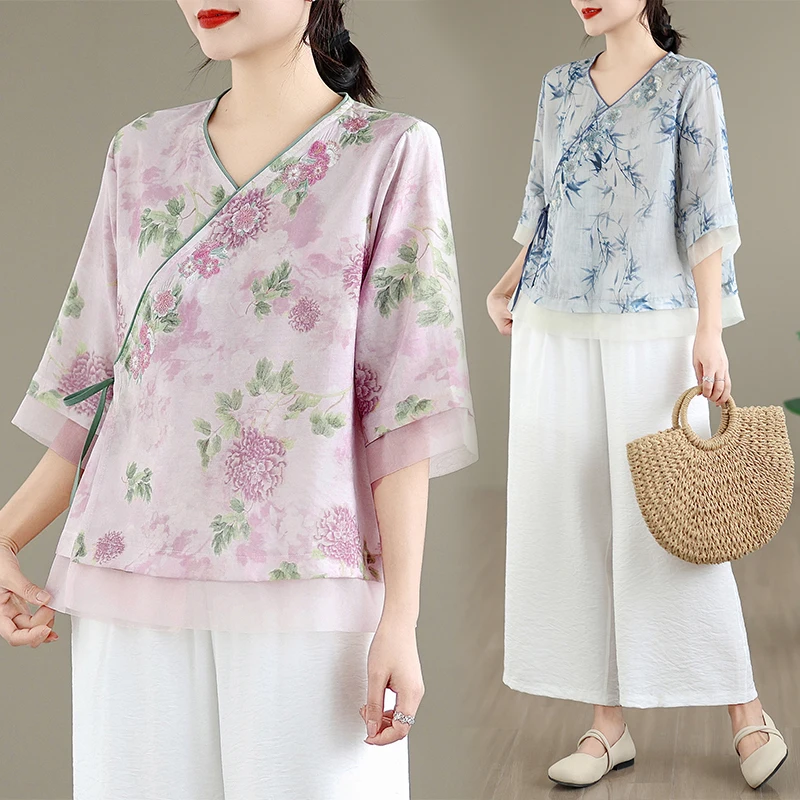 Linen Pant Wide - Elegancki zestaw damski: bawełniana lniana koszula