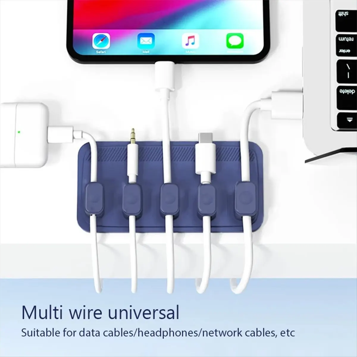 【~ New A88T】Self-Adhesive Silicone Magnetic Cable Organizer DIY USB Cables Holder Silicone Flexible Desktop Clips for Mouse Wire